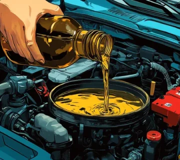 روغن موتور در حال ریخته شدن به موتور