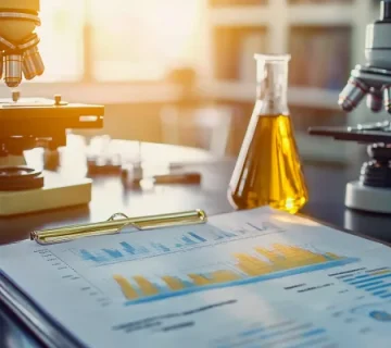 گزارش تحلیلی نمونه روغن همراه با میکروسکوپ و فلاسک حاوی روانکار؛ محیط آزمایشگاهی برای بررسی کیفیت و شناسایی آلودگی‌های احتمالی در روانکارهای صنعتی