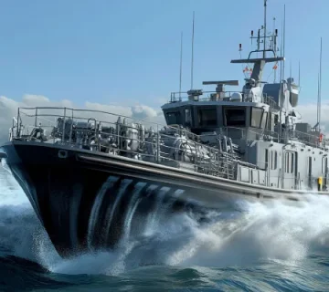 شناور پرسرعت در حال حرکت در دریای نسبتاً مواج