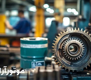 چرخ دنده ماشین آلات صنعتی به همراه روانکار صنعتی