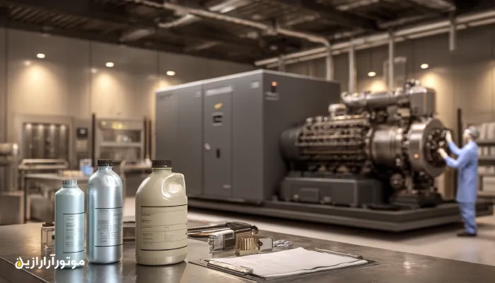 نمای چیلر صنعتی با روغن مصنوعی و مینرال در سردخانه | مقایسه روغن مناسب برای چیلر صنعتی بر اساس شرایط کاری و برندهای معتبر