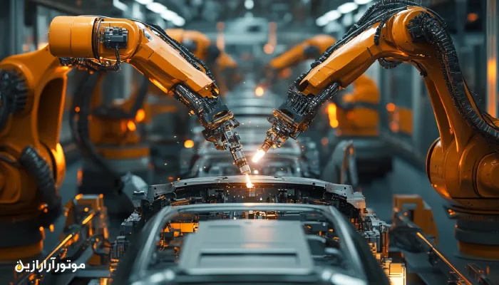 روانکاری بازوی رباتیک خط مونتاژ خودرو با گریس تخصصی صنعتی