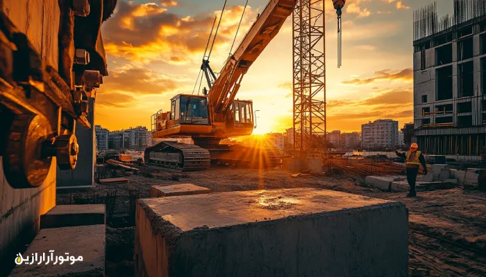 بررسی عملکرد سیستم هیدرولیک جرثقیل در حین بلند کردن بلوکهای بتنی