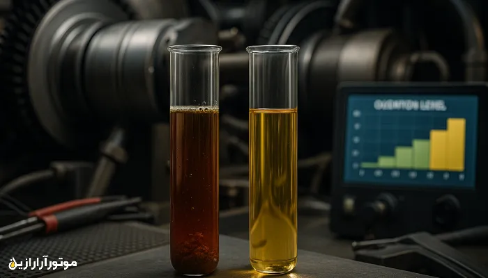 مقایسه نمونه آلوده و تمیز روغن توربین نیروگاهی