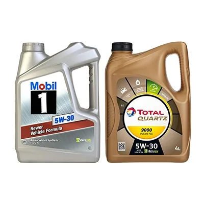دو برند معروف روغن موتور Mobil 1 و Total Quartz با گرید 5W-30 برای خودروهای سبک