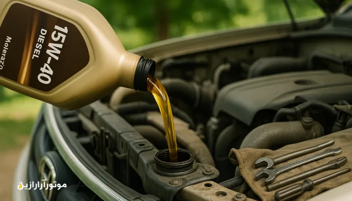 تعویض روغن موتور در قیروکارزین با گرید اقتصادی 15W-40 دیزلی