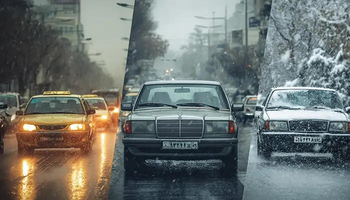 خودروها در هوای بارانی و برفی تهران | تاثیر انتخاب روغن موتور چهار فصل و روغن مناسب زمستان بر عملکرد خودرو