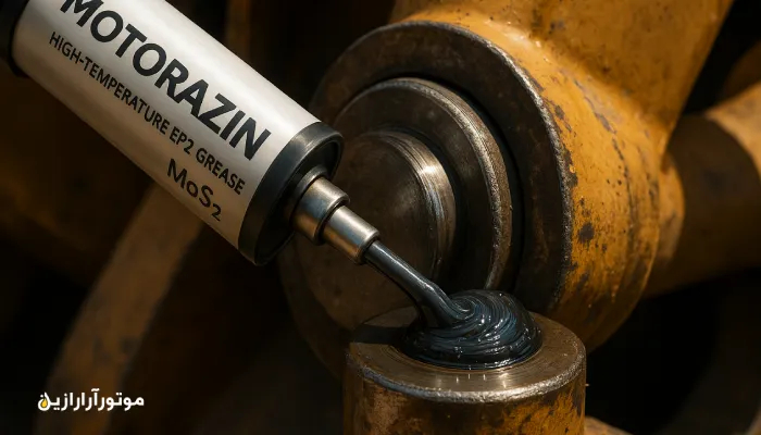 پخش روغن صنعتی در رستم؛ تزریق گریس نسوز EP2 با افزودنی MoS2 به پین لودر با گریس‌گان موتورازین