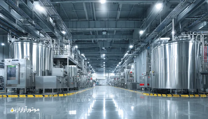 روغن فودگرید لبنیات در خط پرکن و نقاله استیل بجنورد. روغن صنعتی بجنورد
