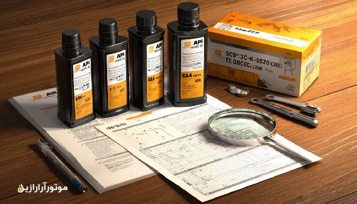 خواندن برچسب API، ACEA و SAE.