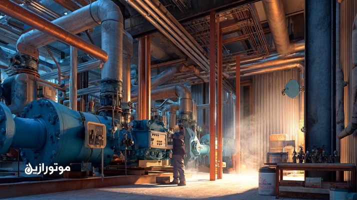 راهنمای روغن برودتی بندرعباس در اقلیم گرم و شرجی جنوب؛ نمایش کمپرسورهای سردخانه، جداکننده روغن، فیلتر درایر و پایش رطوبت برای کاهش مصرف انرژی.