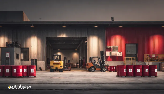 لیفتراک انبار مرزی دیلم با سرویس روغن هیدرولیک ضد آب و ضدخوردگی. روغن صنعتی دیلم