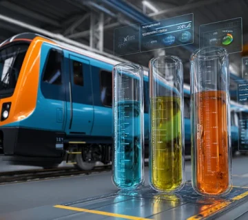 مانیتورینگ وضعیت روغن در ناوگان ریلی با نمودارهای MTBF و Availability و کاهش ۲۰٪ توقف قطار؛ ویسکوزیته، TBN/TAN و فرّوگرافی روی داشبورد فنی.کاهش توقف قطار.CM