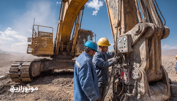بیل مکانیکی معدن سیرجان با سیستم هیدرولیک ضدسایش در حال کار