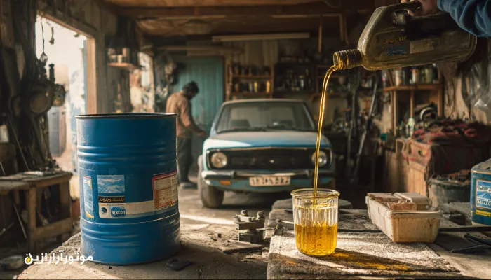 تعویض روغن در تعمیرگاه روستایی خوسف با تمرکز بر فیلتر هوا و تجهیزات تمیز. روغن موتور خوسف