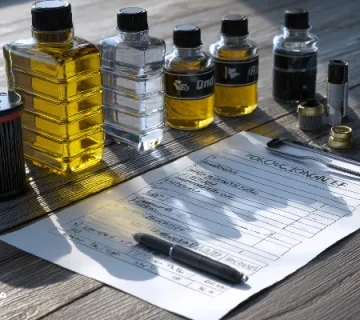 چک‌لیست سرویس دوره‌ای خودرو روی میز تعمیرگاه.