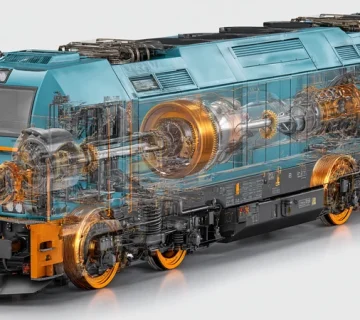 نمای شماتیک روانکاری لوکوموتیو: روغن موتور دیزل ریلی API CK-4، گیربکس تراکشن ISO VG 320/460 مطابق AGMA، و گریس بوژی NLGI 2 برای شرایط گرم ایران