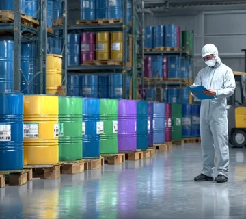 چکلیست تحویل و انبارداری روانکار چاپ و بستهبندی با بازرسی COA/MSDS، لاکسیل درام، قفسهبندی، کانتینمنت نشت و کدگذاری رنگی در انبار صنعتی | موتورازین