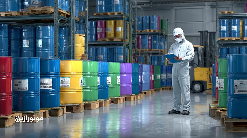 چک‌لیست تحویل و انبارداری روانکار چاپ و بسته‌بندی با بازرسی COA/MSDS، لاک‌سیل درام، قفسه‌بندی، کانتینمنت نشت و کدگذاری رنگی در انبار صنعتی | موتورازین