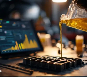 تصویر مکانیکی که در حال ریختن روغن موتور تمیز در خودرو است، با فضای کارگاهی مدرن و ابزارهای عیب‌یابی؛ نمادی از نگهداری هوشمند و افزایش عمر روغن موتور با روش‌های ساده و حرفه‌ای.