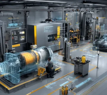 کمپرسور اسکرو در سالن بدنه‌سازی با نمایش مسیر روغن، نمونه‌برداری و نمودارهای Particle Count، ویسکوزیته و اسیدیته برای برنامه‌ریزی فواصل سرویس