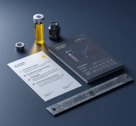 تصویر دعوت‌نامه رسمی تحریریه موتورازین روی میز به همراه نمونه روانکار موتور و صنعتی.