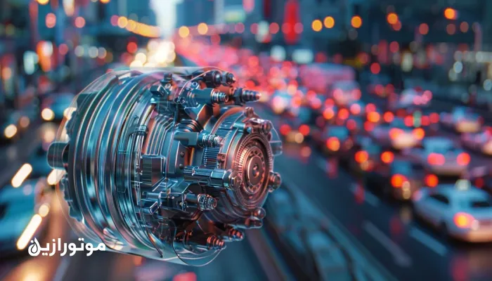 تصویر واقعی از گیربکس ناوگان سبک در حال کار با روغن سنتزی کم‌ویسکوز، نمایش کاهش حرارت و تلفات انرژی در ترافیک شهری و بهبود نرمی شیفت دنده‌ها.