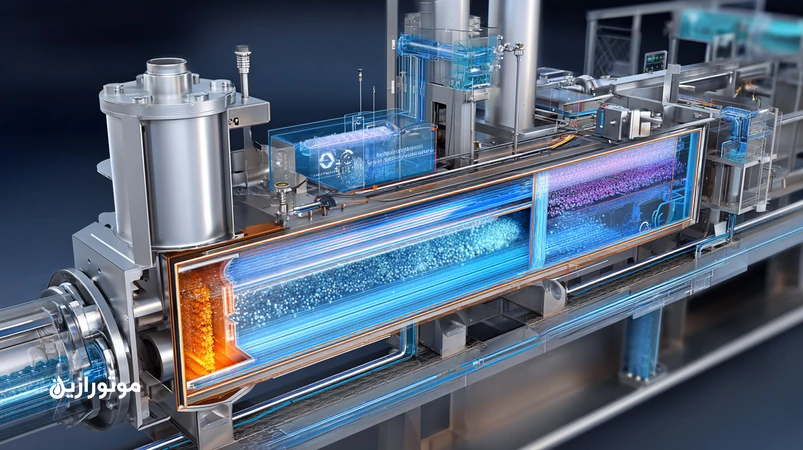 نمای برشی سیستم روانکاری صنعتی با فیلتر بای‌پس در کنار فیلتر اصلی؛ نمایش جریان کم‌دبی و حذف ذرات ریز برای افزایش عمر روغن و کاهش توقف تولید