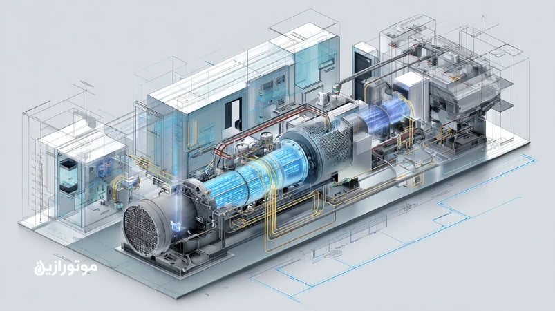 شماتیک Degassing روغن در دماهای پایین در سیستم برودتی؛ آزاد شدن حباب‌های گاز از روغن در جداکننده و کمپرسور سردخانه صنعتی