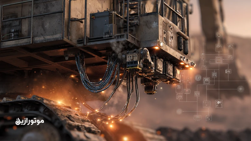 تصویر بیل مکانیکی معدنی با تاکید بر سیستم هیدرولیک در شرایط گرما و گردوغبار؛ راهنمای انتخاب روغن هیدرولیک فشار و دمای بالا