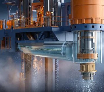 تصویر مفهومی پایش آلودگی روغن هیدرولیک حفاری با روش ISO 4406 و شمارش ذرات سیلیس در سیستم دکل حفاری