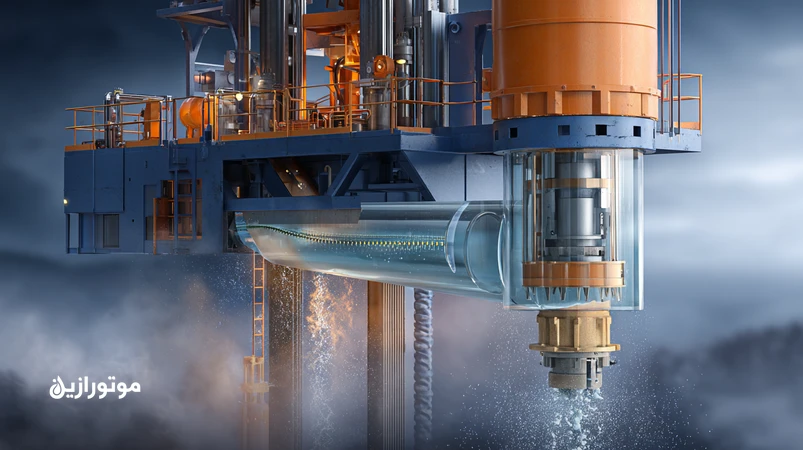 تصویر مفهومی پایش آلودگی روغن هیدرولیک حفاری با روش ISO 4406 و شمارش ذرات سیلیس در سیستم دکل حفاری