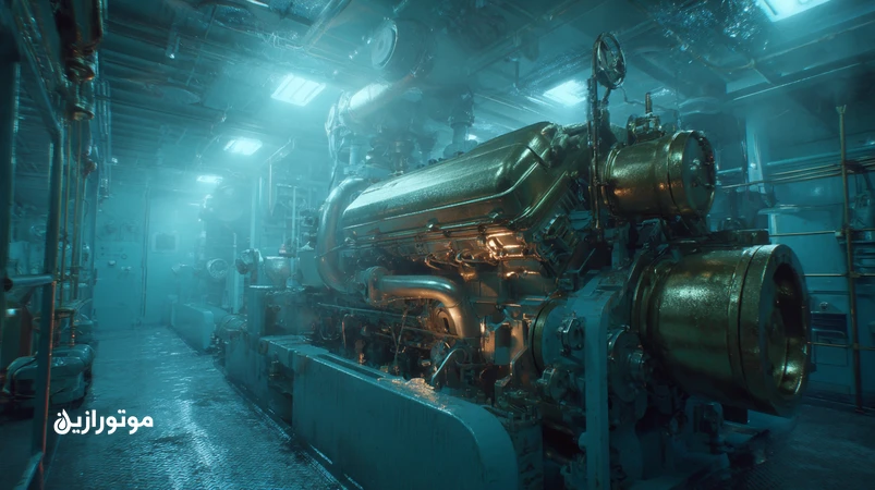 موتور دیزل دریایی در بوشهر با لایه محافظ روغن ضدزنگ و ضدخوردگی در مه نمکی خلیج فارس