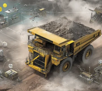 تصویر آلودگی گردوغبار سیلیسی در معادن و اثر آن بر روغن موتور، روغن هیدرولیک و گریس با نمایش مسیر ورود ذرات و نقش فیلتر و آببندی