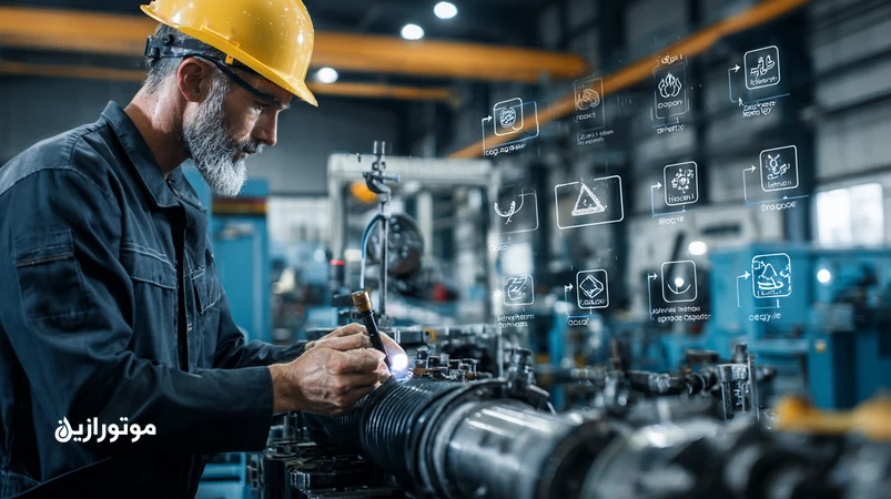 آموزش خطایابی نشتی روغن در سیستم‌های تحت فشار با بررسی شیلنگ، اورینگ و شیر هیدرولیک به‌همراه گیج فشار و ردیاب UV در کارگاه صنعتی