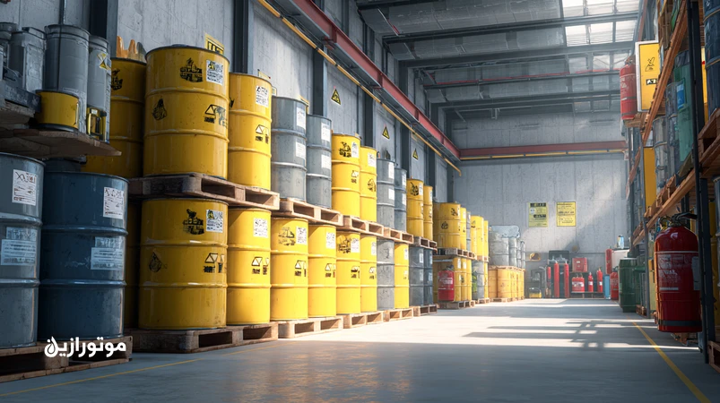 مدیریت ایمن انبار روغن و گریس در اقلیم گرم ایران با چیدمان اصولی بشکه‌ها، تهویه، سایه‌انداز و تجهیزات ایمنی برای پیشگیری از نشتی و آتش‌سوزی