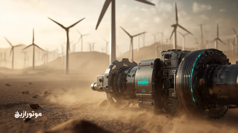تصویر توربین بادی در اقلیم سیستان با گردوغبار و گریس‌کاری گیربکس؛ مقایسه گریس EP فشار بالا و گریس PAO توربین بادی برای بار ضربه‌ای و فاصله سرویس
