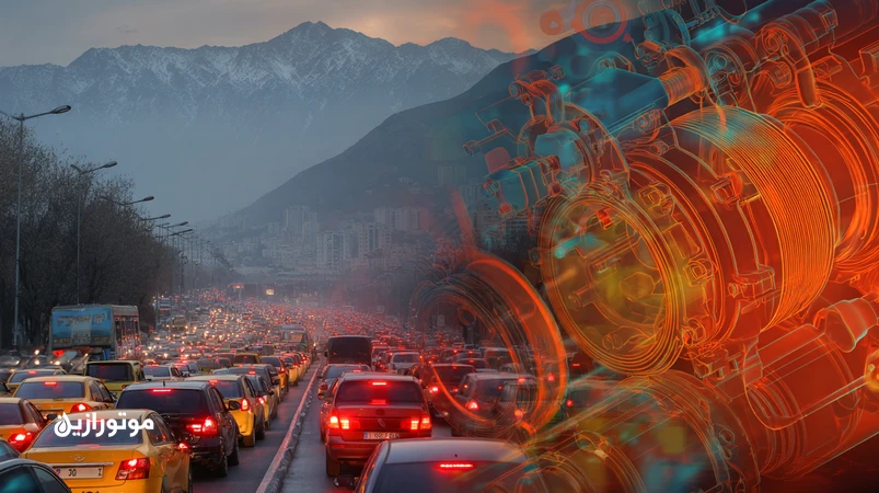 ترافیک سنگین تهران و کرج با نمایی از موتور و جریان روغن؛ تحلیل تأثیر کیفیت سوخت، دور آرام و توقف‌وحرکت بر عمر روغن موتور