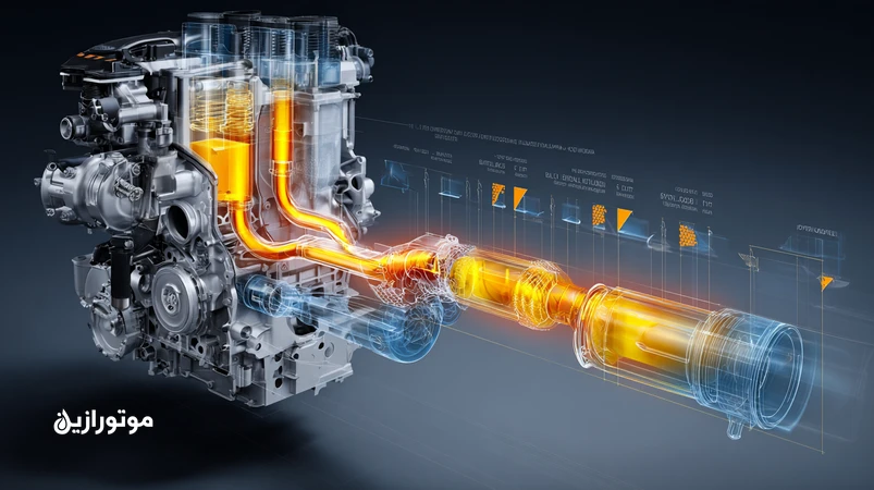 برش شماتیک موتور TGDI با توربوشارژ، جریان روغن و نمایش خطر LSPI؛ کنترل ناک و دمای اگزوز با روغن سازگار با TGDI