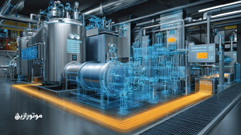 نمای فنی از سیستم روغن توربین بخار و گاز با مخزن، فیلتراسیون و نمایش کنترل وارنیش و انتخاب ISO VG