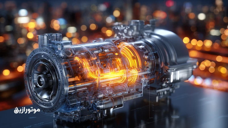 نمای برشی از توربوشارژر با جریان روغن و کنترل دما برای موتورهای توربو؛ مناسب برای راهنمای انتخاب روغن موتور توربوشارژ در ایران