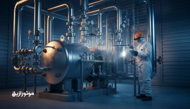 سیستم برودتی صنعتی با آمونیاک NH3 و کمپرسور اسکرو در حال بررسی انتخاب روانکار و کنترل آلودگی روغن