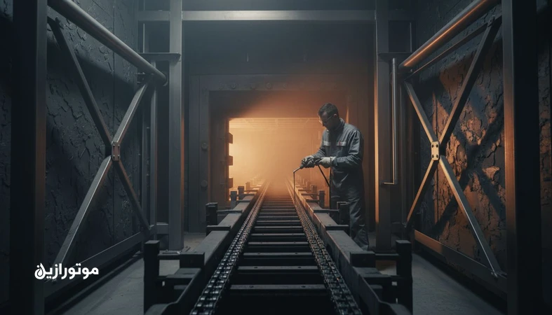 روغن زنجیر در تونل پخت و خشک‌کن با تمرکز بر کنترل دود، کربن و چسبندگی زنجیر کانوایر