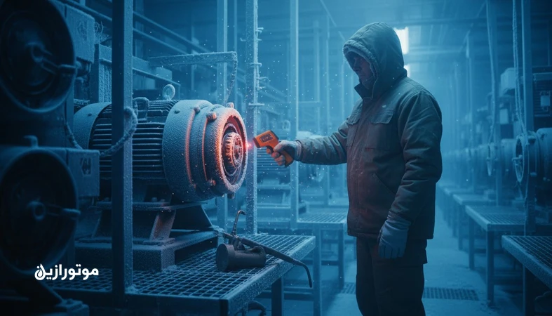 بازرسی دمای الکتروموتور فن سردخانه و گریس کاری بیرینگ برای پیشگیری از خرابی و داغی موتور