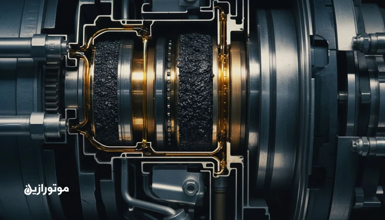 نمای نزدیک از سیستم روغن‌کاری توربین هوایی و تشکیل رسوبات کربنی سخت (کک‌زایی) روی مسیرهای روغن و اطراف یاتاقان‌ها