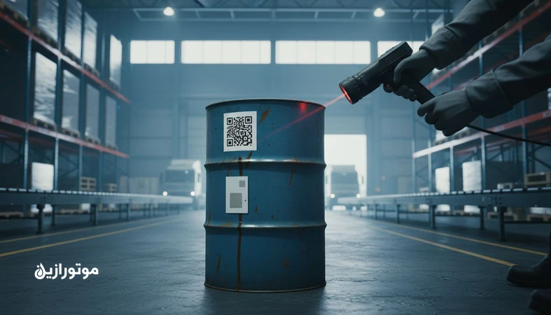 ردیابی دیجیتال بشکه‌های روغن با برچسب QR و RFID از تولید تا انبارش و مصرف در سایت صنعتی