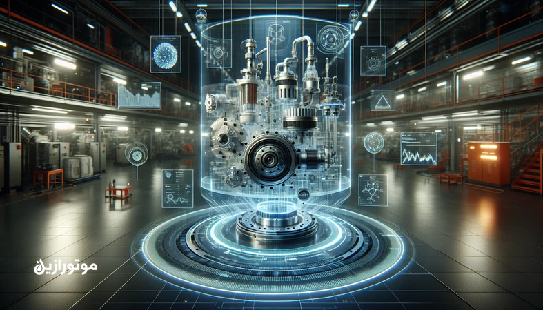 تصویر مفهومی دیجیتال تویین برای سیستم روانکاری؛ شبیه‌سازی مدار روغن، دما، فشار و آلودگی برای پیش‌بینی خرابی