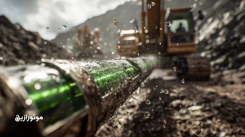 نمایی از تجهیزات معدن با مدار هیدرولیک و روانکار دوستدار محیط‌زیست در شرایط آب، گل و گردوغبار برای ارزیابی دوام میدانی