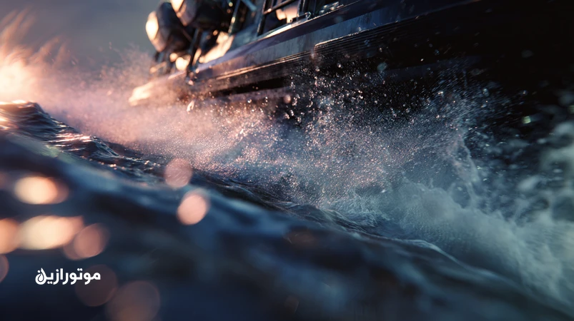نمایی از قایق تندرو و گشتی در دریای مواج با تاکید بر شرایط دور موتور بالا و انتخاب روانکار مناسب برای شوک‌لود و خنک‌کاری سخت