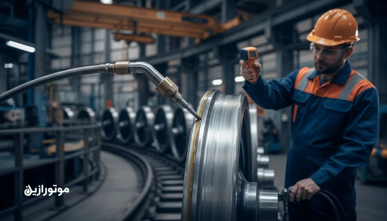 تنظیم دبی فلنجلوبریکاتور و تزریق کنترلشده گریس روی فلنج چرخ برای کاهش سایش و نویز قوس بدون آلودگی سطح تماس